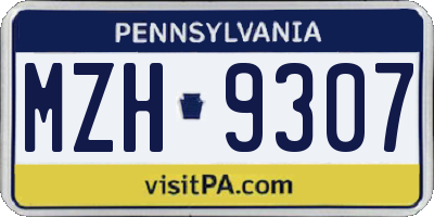 PA license plate MZH9307