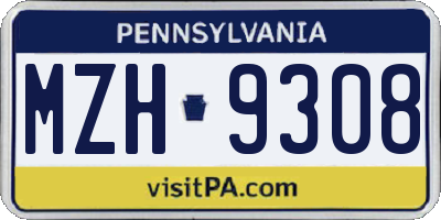 PA license plate MZH9308