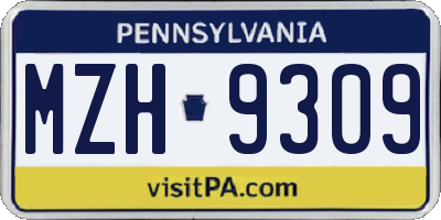 PA license plate MZH9309