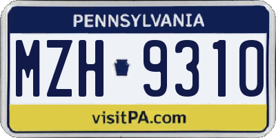 PA license plate MZH9310
