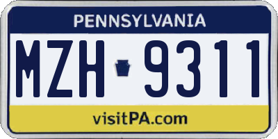 PA license plate MZH9311