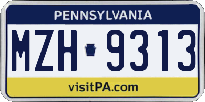 PA license plate MZH9313
