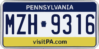 PA license plate MZH9316