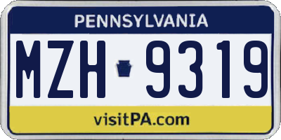 PA license plate MZH9319