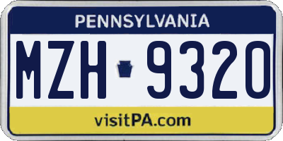 PA license plate MZH9320
