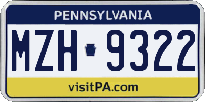 PA license plate MZH9322