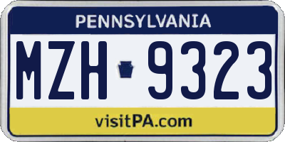 PA license plate MZH9323