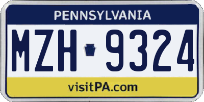 PA license plate MZH9324