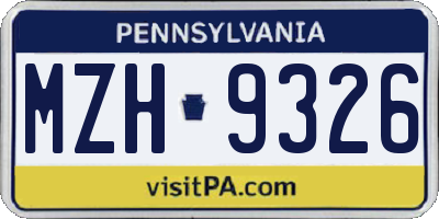 PA license plate MZH9326