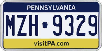 PA license plate MZH9329