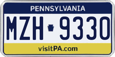PA license plate MZH9330