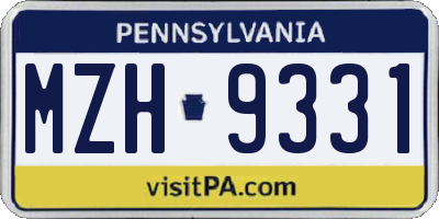 PA license plate MZH9331