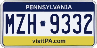 PA license plate MZH9332