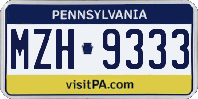 PA license plate MZH9333