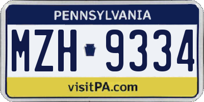 PA license plate MZH9334