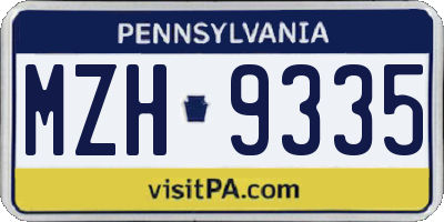 PA license plate MZH9335