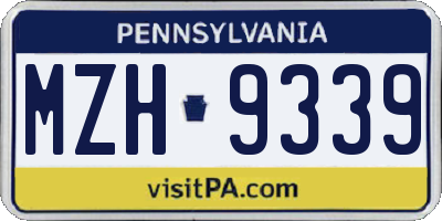 PA license plate MZH9339