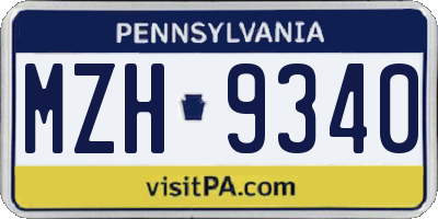 PA license plate MZH9340