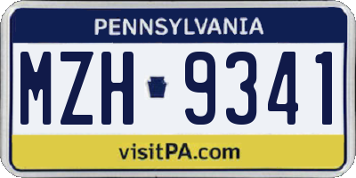 PA license plate MZH9341