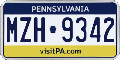 PA license plate MZH9342