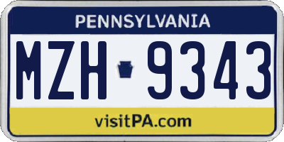 PA license plate MZH9343
