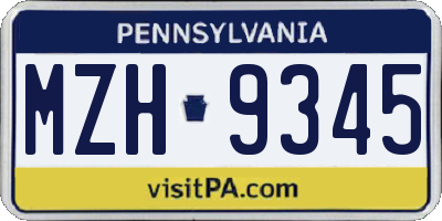 PA license plate MZH9345