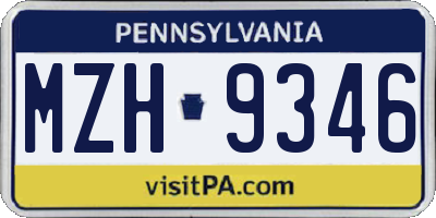 PA license plate MZH9346