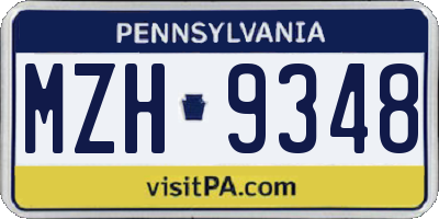 PA license plate MZH9348