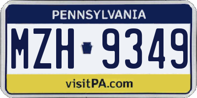 PA license plate MZH9349