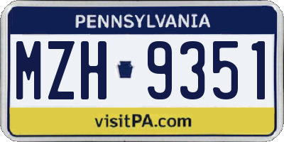 PA license plate MZH9351