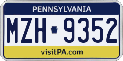 PA license plate MZH9352
