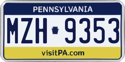 PA license plate MZH9353