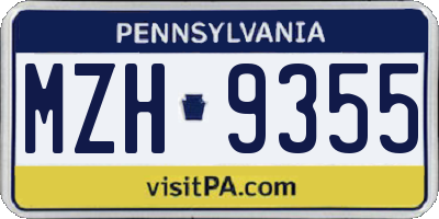 PA license plate MZH9355