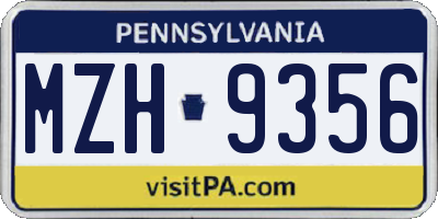 PA license plate MZH9356