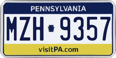 PA license plate MZH9357