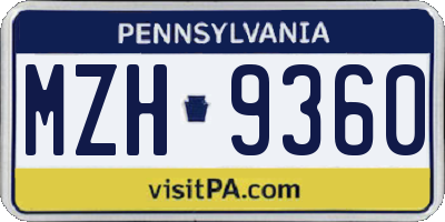 PA license plate MZH9360