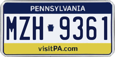 PA license plate MZH9361