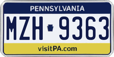 PA license plate MZH9363