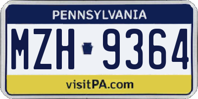PA license plate MZH9364