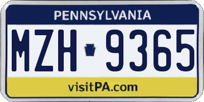 PA license plate MZH9365