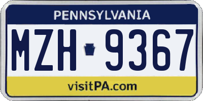 PA license plate MZH9367