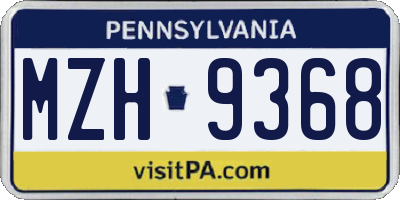 PA license plate MZH9368