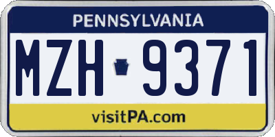 PA license plate MZH9371