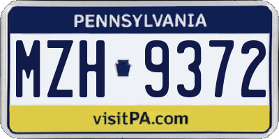 PA license plate MZH9372
