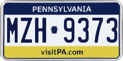 PA license plate MZH9373