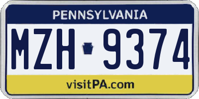 PA license plate MZH9374
