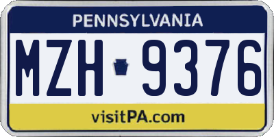 PA license plate MZH9376