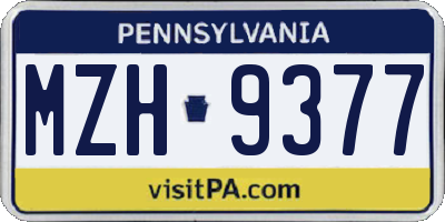 PA license plate MZH9377