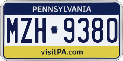 PA license plate MZH9380