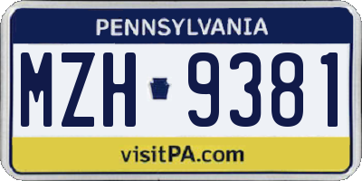 PA license plate MZH9381